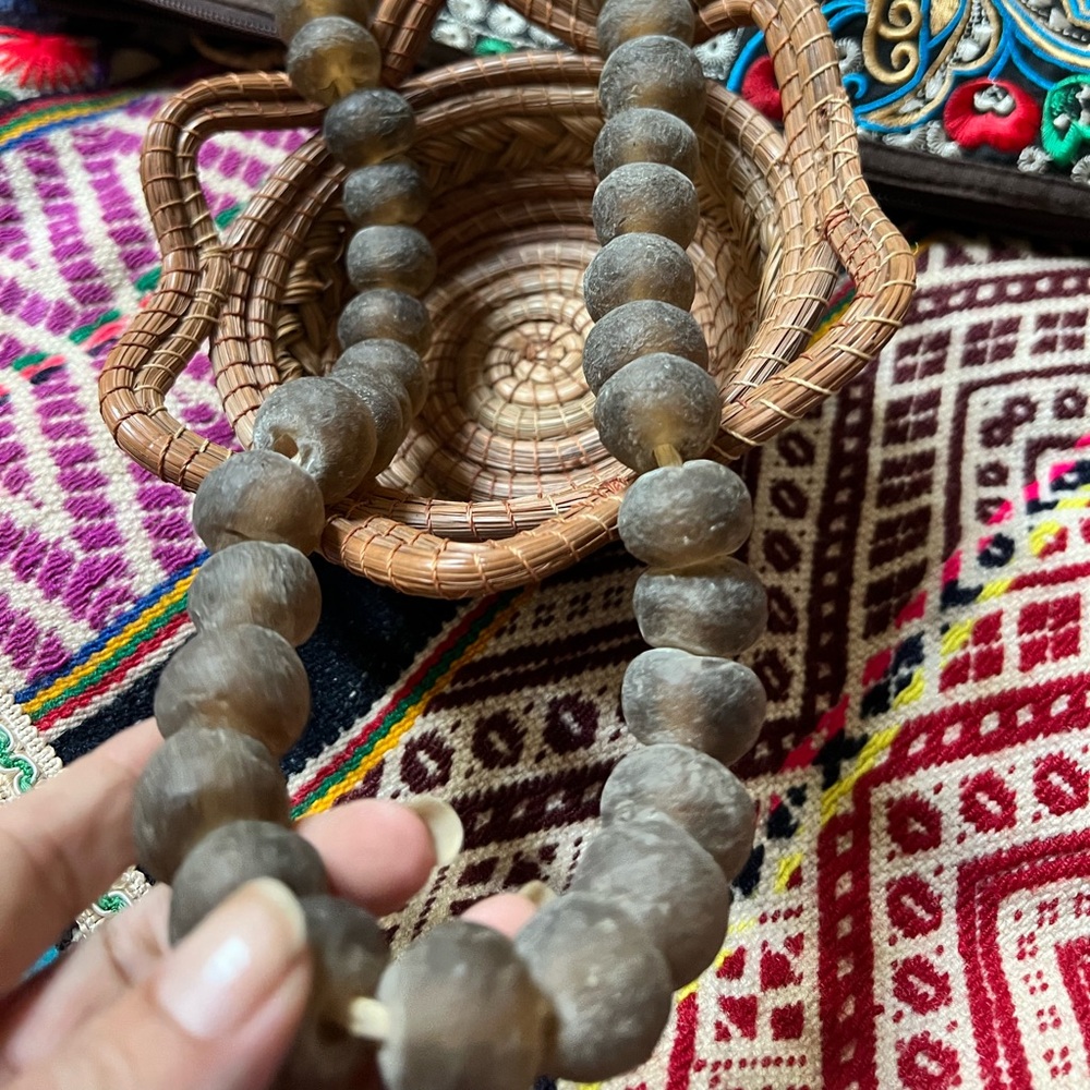 Strand of Recycled glass trade beads collector’s pieces from Africa